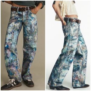 Free People We the Free Tennessee Low Rise Painted Jeans